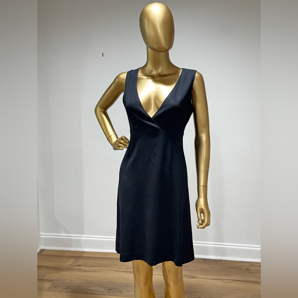 KUMIKYOKU Plunge V-Neck Midi Dress Black Japanese Brand Cocktail VTG ~ Size 2